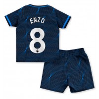 Otroški Nogometni dresi Chelsea Enzo Fernandez #8 Gostujoči 2023-24 Kratek Rokav (+ Kratke hlače)